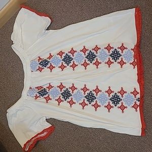 Cross stitch Top ❤️🩵